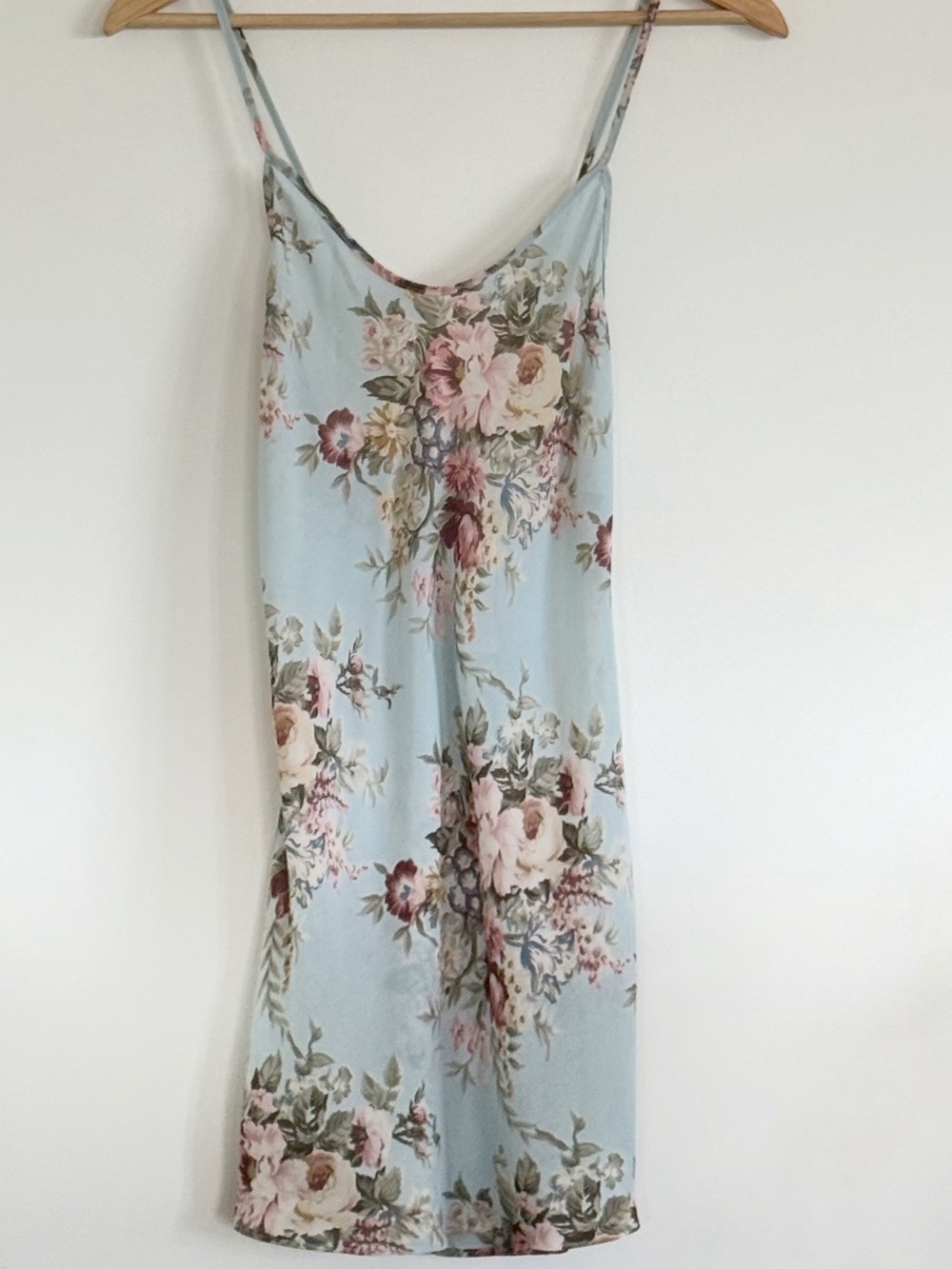 Vintage 1990s Victoria's Secret Gold Label Pale Blue Floral Slip Dress